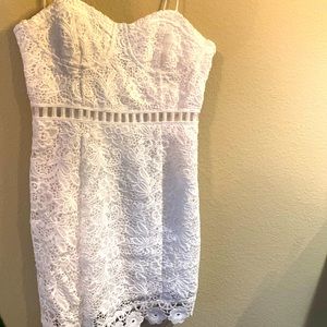White lace bustier mini dress